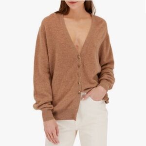 KHAITE Amelia Camel 100% Cashmere Sz S Cardigan
